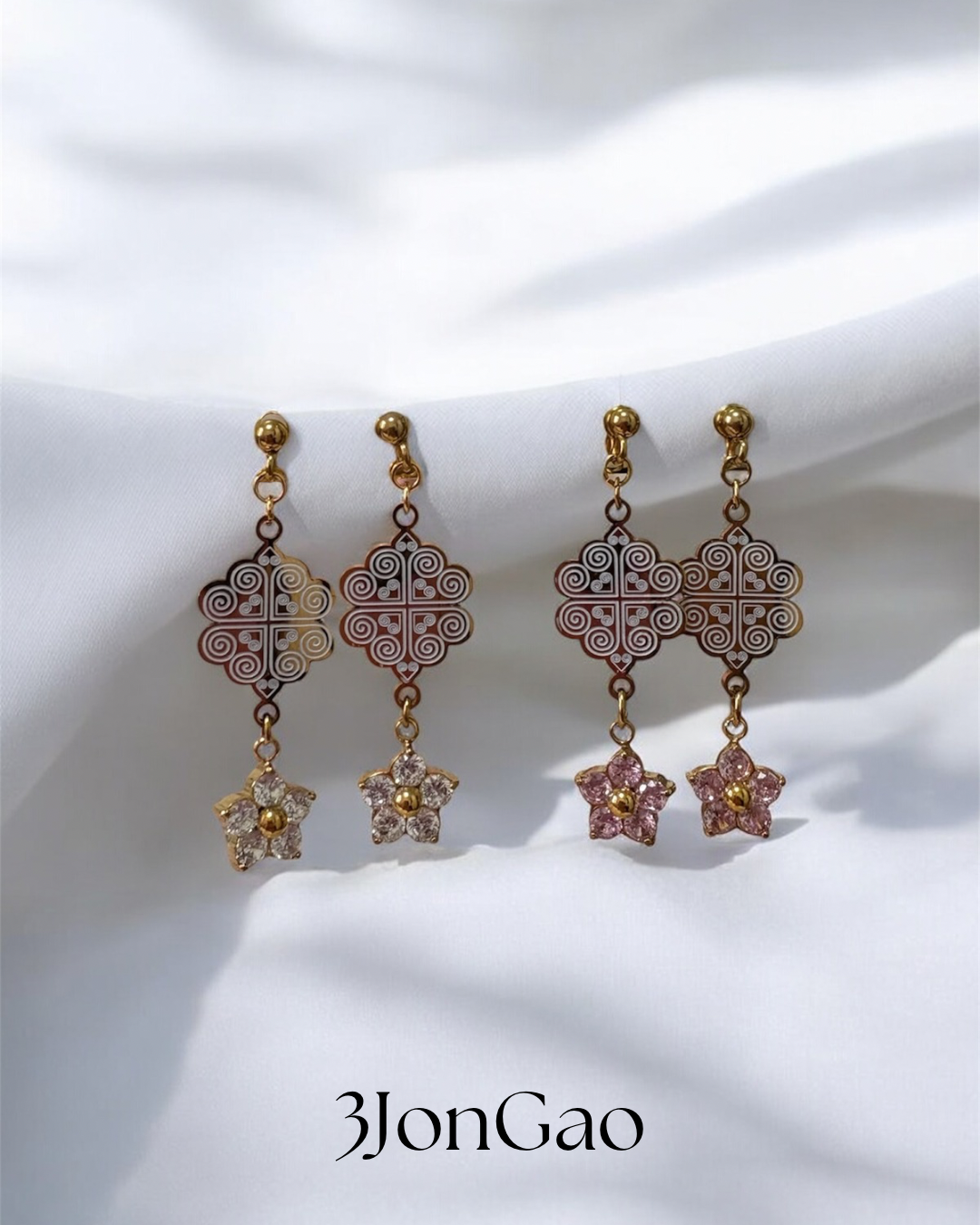 Boucle d’oreille Ambre Fleur