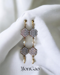 Boucle d’oreille Ambre longue 2 perles