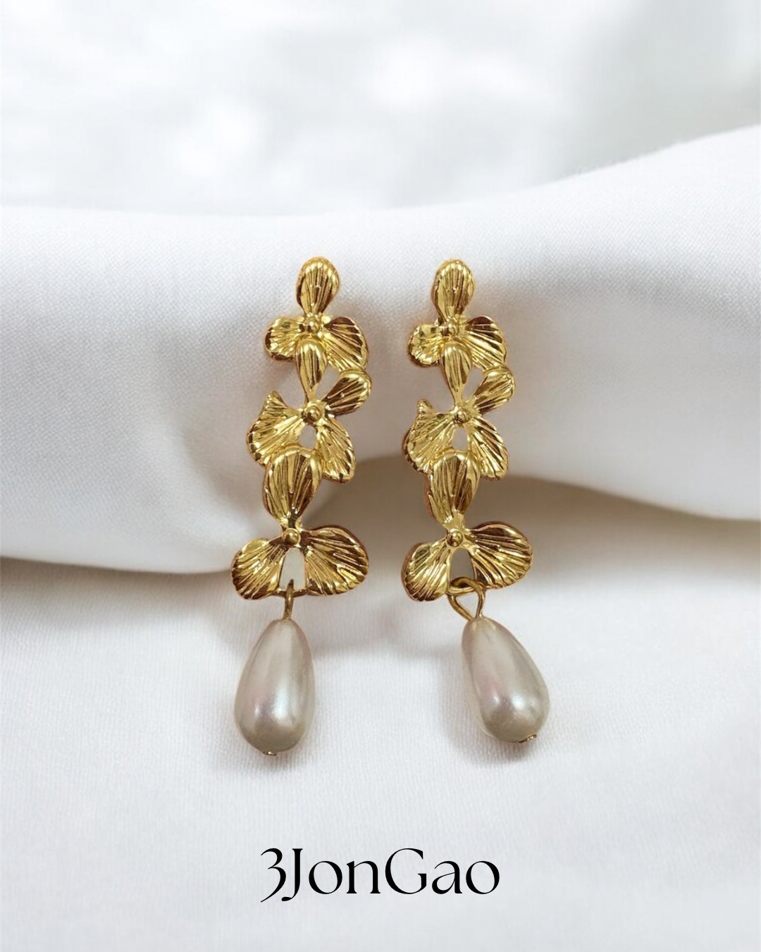 Boucle d’oreille fantaisie fleur perle
